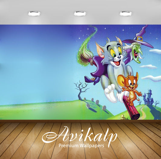 Avikalp Exclusive Awi2284 Tom and Jerry Thrills and chills Full HD Wallpapers for Living room, Hall,