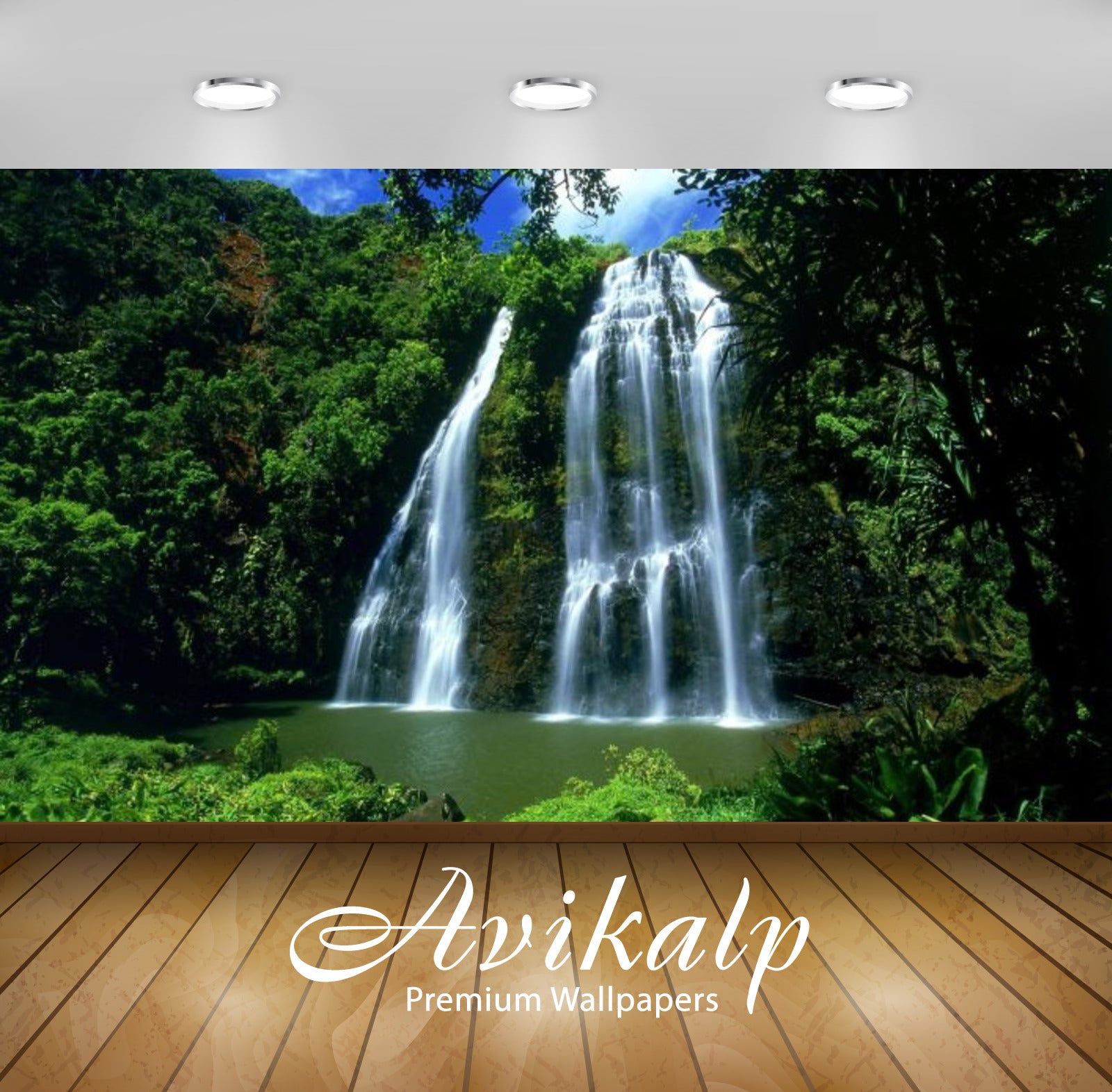Avikalp Exclusive Awi2308 Waterfalls Shangri La China Hidden in wood Full HD Wallpapers for Living r