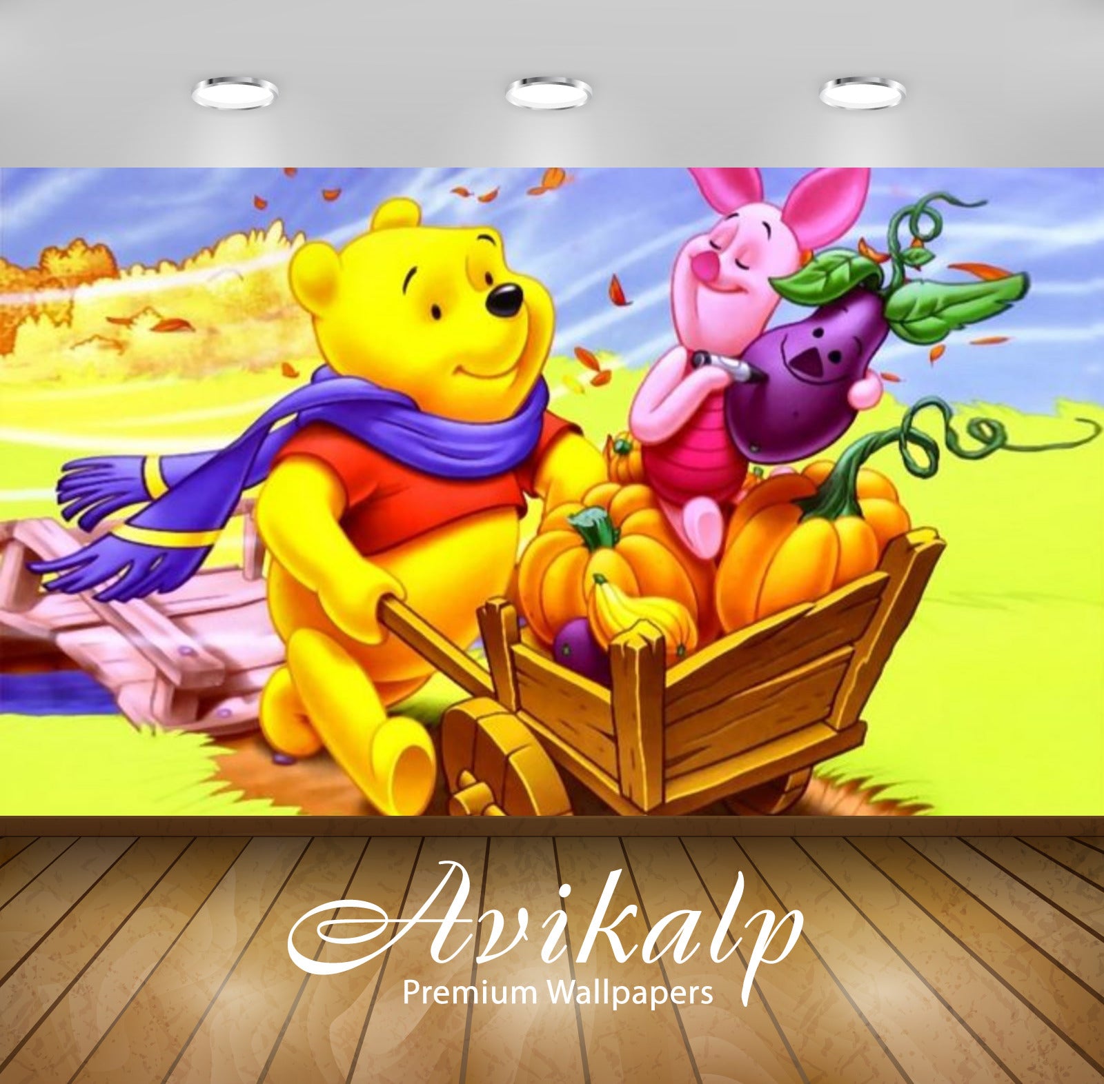 Avikalp Exclusive Awi2317 Winnie The Pooh and Piglet Autumn harvest to fruit Full HD Wallpapers for