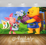 Avikalp Exclusive Awi2322 Winnie The Pooh And Piglet vase with flowers Full HD Wallpapers for Living