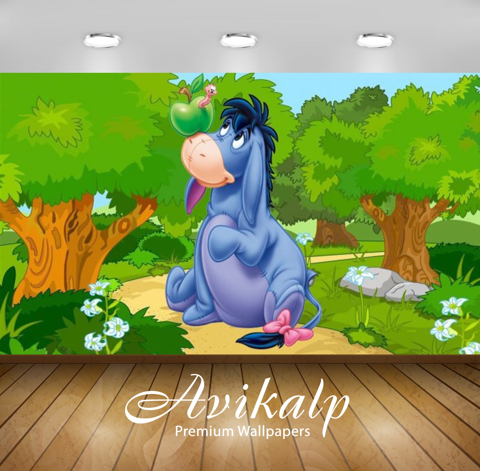 Avikalp Exclusive Awi2330 Winnie the Pooh Eeyore gray donkey and worm apple Full HD Wallpapers for L