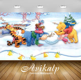 Avikalp Exclusive Awi2338 Winnie the pooh making snowman Merry Christmas Full HD Wallpapers for Livi