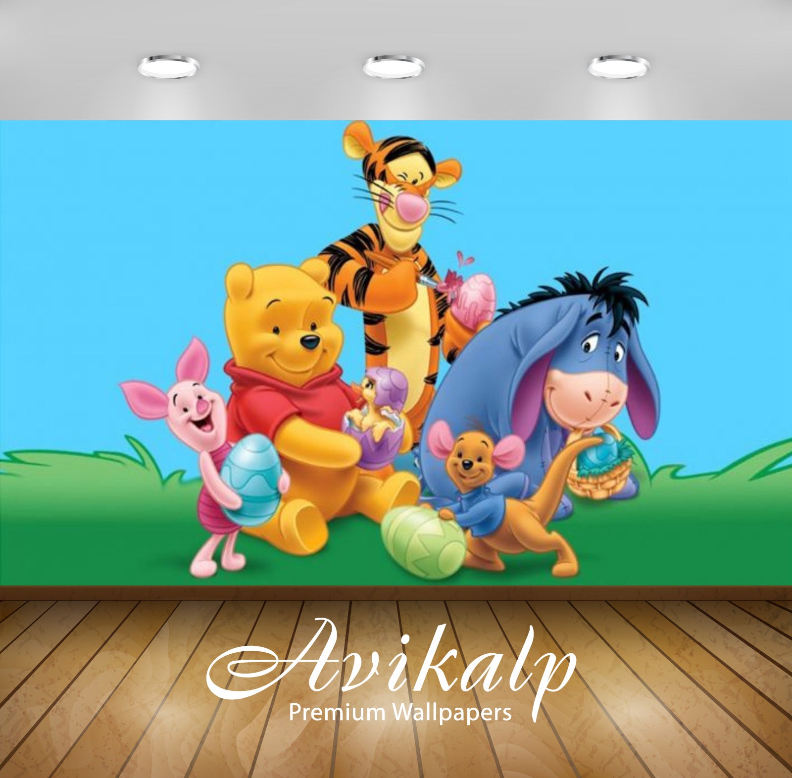 Avikalp Exclusive Awi2353 Winnie the Pooh Tigger kangaroo Roo Piglet Eeyore gray donkey Painting Eas