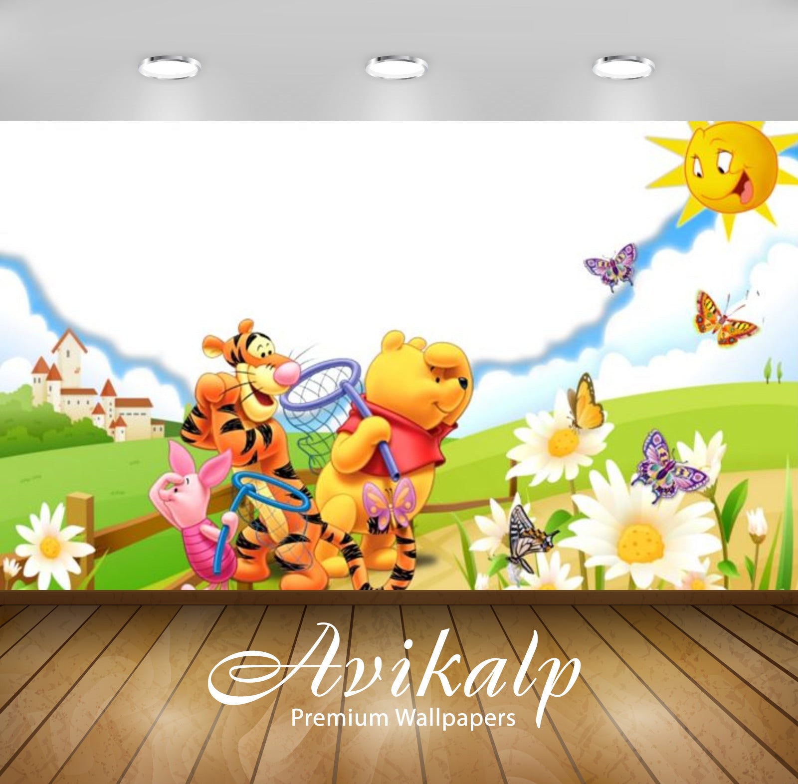 Avikalp Exclusive Awi2356 Winnie the Pooh Tigger Piglet Spring Hunting butterfly Full HD Wallpapers