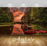 Avikalp Exclusive Awi2433 Beautiful Sunset Landscape From Australia River Boats Forest Nature Full H