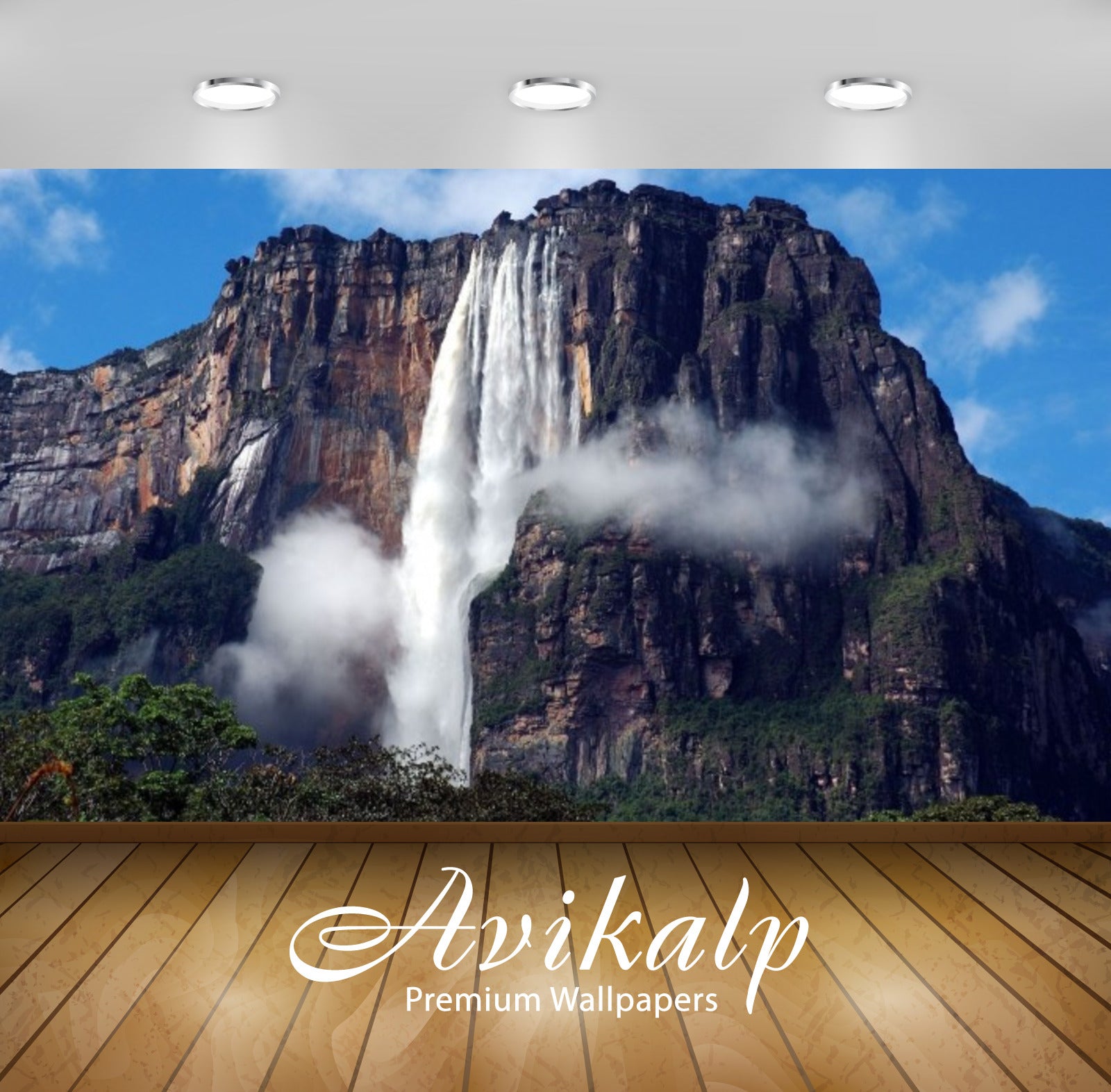 Avikalp Exclusive Awi2436 Beautiful Waterfall Full HD Wallpapers for Living room, Hall, Kids Room, K