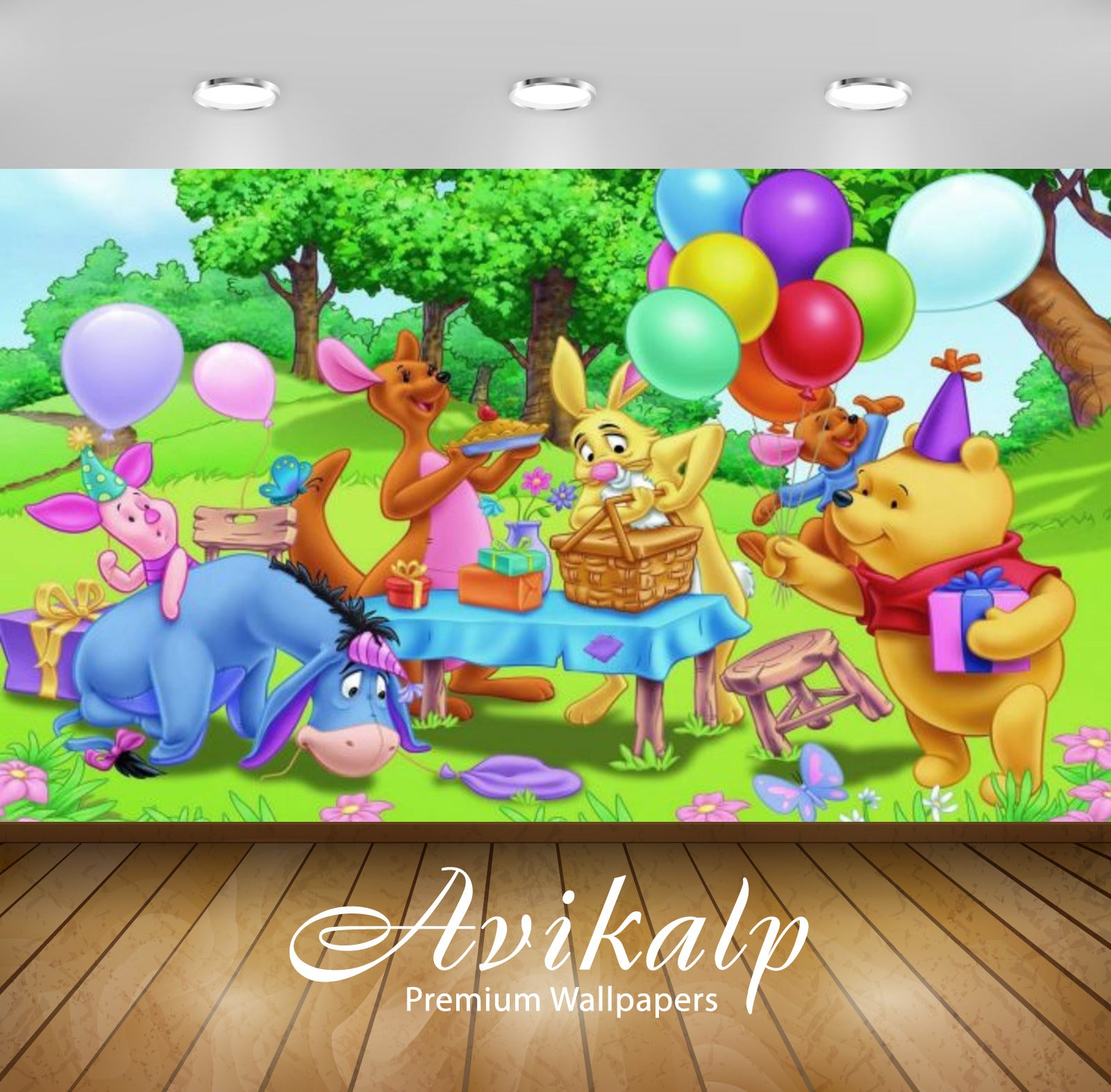 Avikalp Exclusive Awi2444 Birthday Party Winnie The Pooh And Friends Gifts Balloons Full HD Wallpape