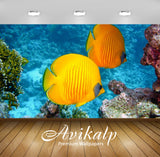 Avikalp Exclusive Awi2464 Butterfly Fish Lemon Yellow Color Full HD Wallpapers for Living room, Hall