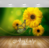 Avikalp Exclusive Awi2465 Butterfly On Yellow Flowers Full HD Wallpapers for Living room, Hall, Kids
