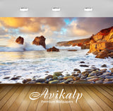 Avikalp Exclusive Awi2474 California Rocks Clouds Ocean Waves Full HD Wallpapers for Living room, Ha