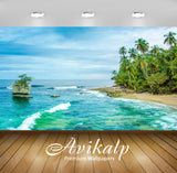 Avikalp Exclusive Awi2526 Costa Rica Wild Caribbean Beach In Manzanillo Sandy Beach Ocean Waves Palm