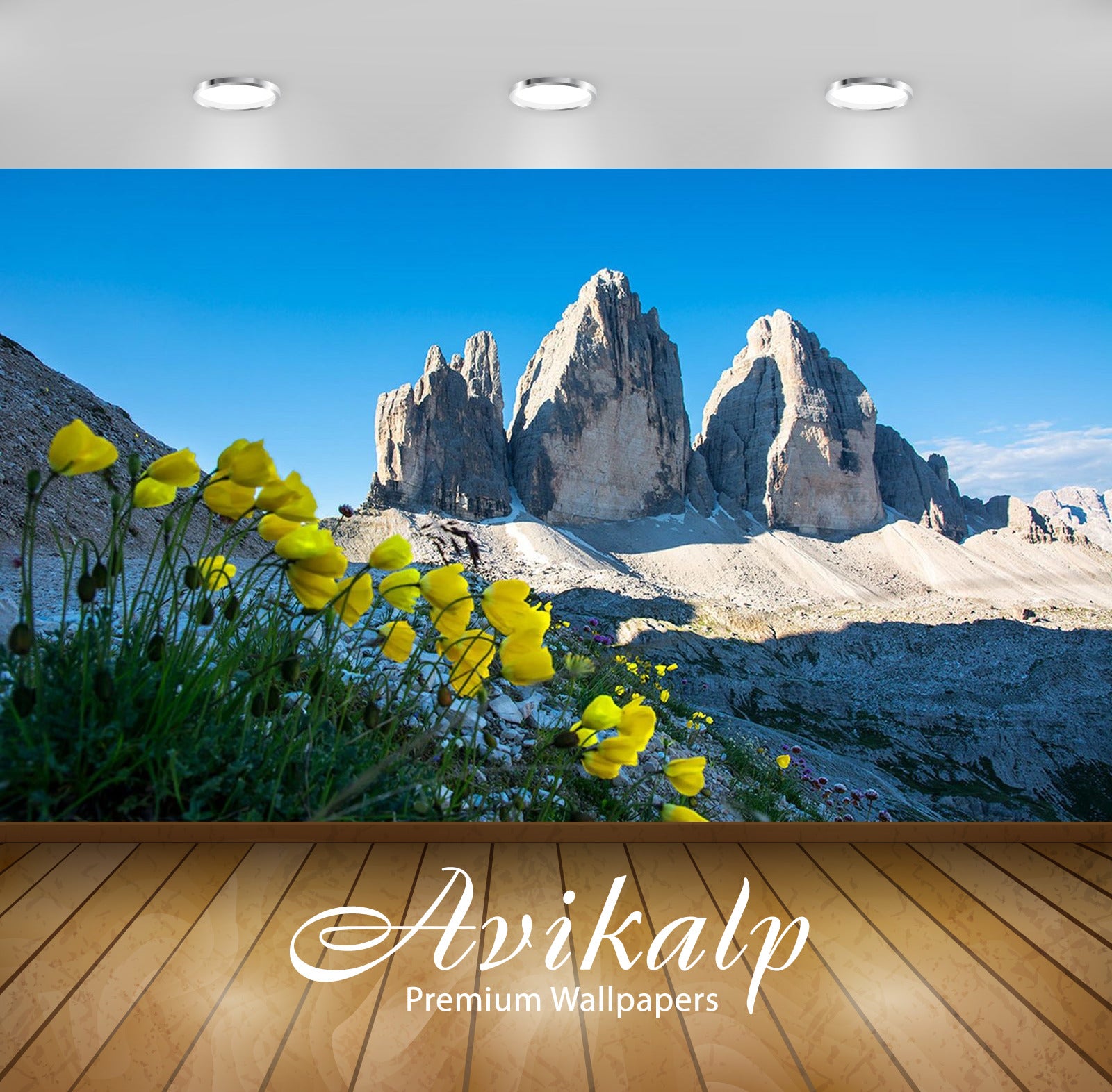 Avikalp Exclusive Awi2568 Dolomites Three Peaks Of Lavaredo Italy Yellow Spring Spring Flowers Lands