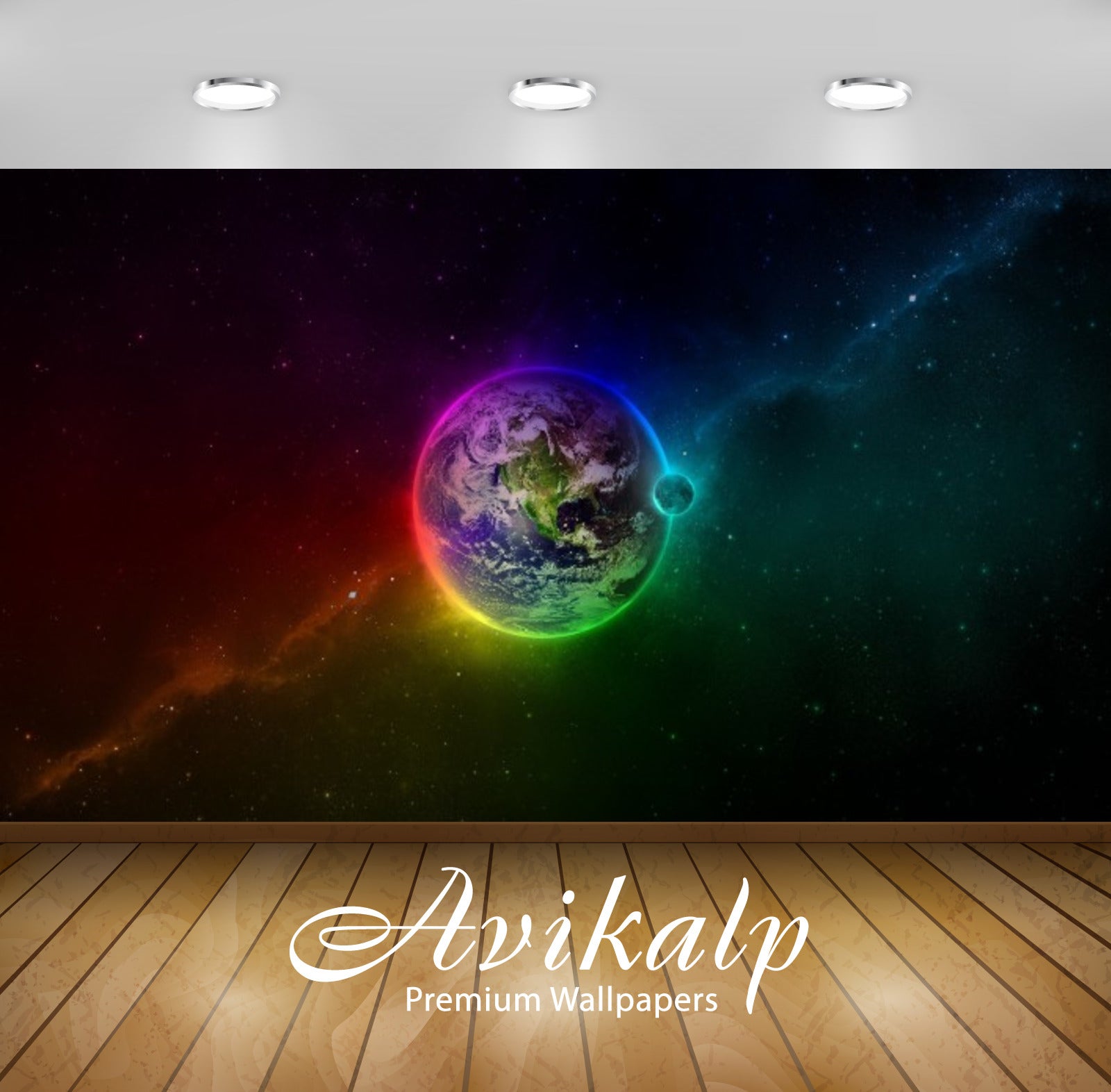 Avikalp Exclusive Awi2585 Earth Colourful Space Full HD Wallpapers for Living room, Hall, Kids Room,