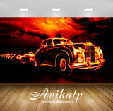 Avikalp Exclusive Awi2622 Fire Classic Car Full HD Wallpapers for Living room, Hall, Kids Room, Kitc