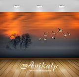 Avikalp Exclusive Awi2631 Flight Sunset Geese In Flight Fog Wood Red Sky Full HD Wallpapers for Livi