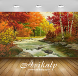 Avikalp Exclusive Awi2633 Flowing River Nature Fall Scenery Full HD Wallpapers for Living room, Hall