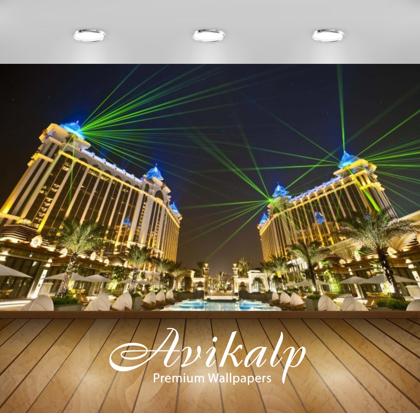 Avikalp Exclusive Awi2651 Galaxy Hotel Macau Cotai Laser Beams At Night Full HD Wallpapers for Livin
