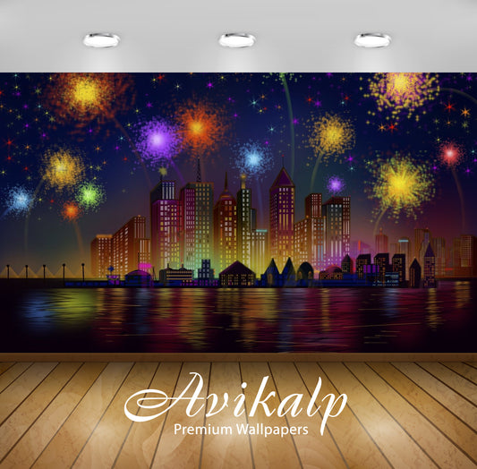 Avikalp Exclusive Awi2697 Happy Birthday Independence Day Celebration In New York City Night Firewor