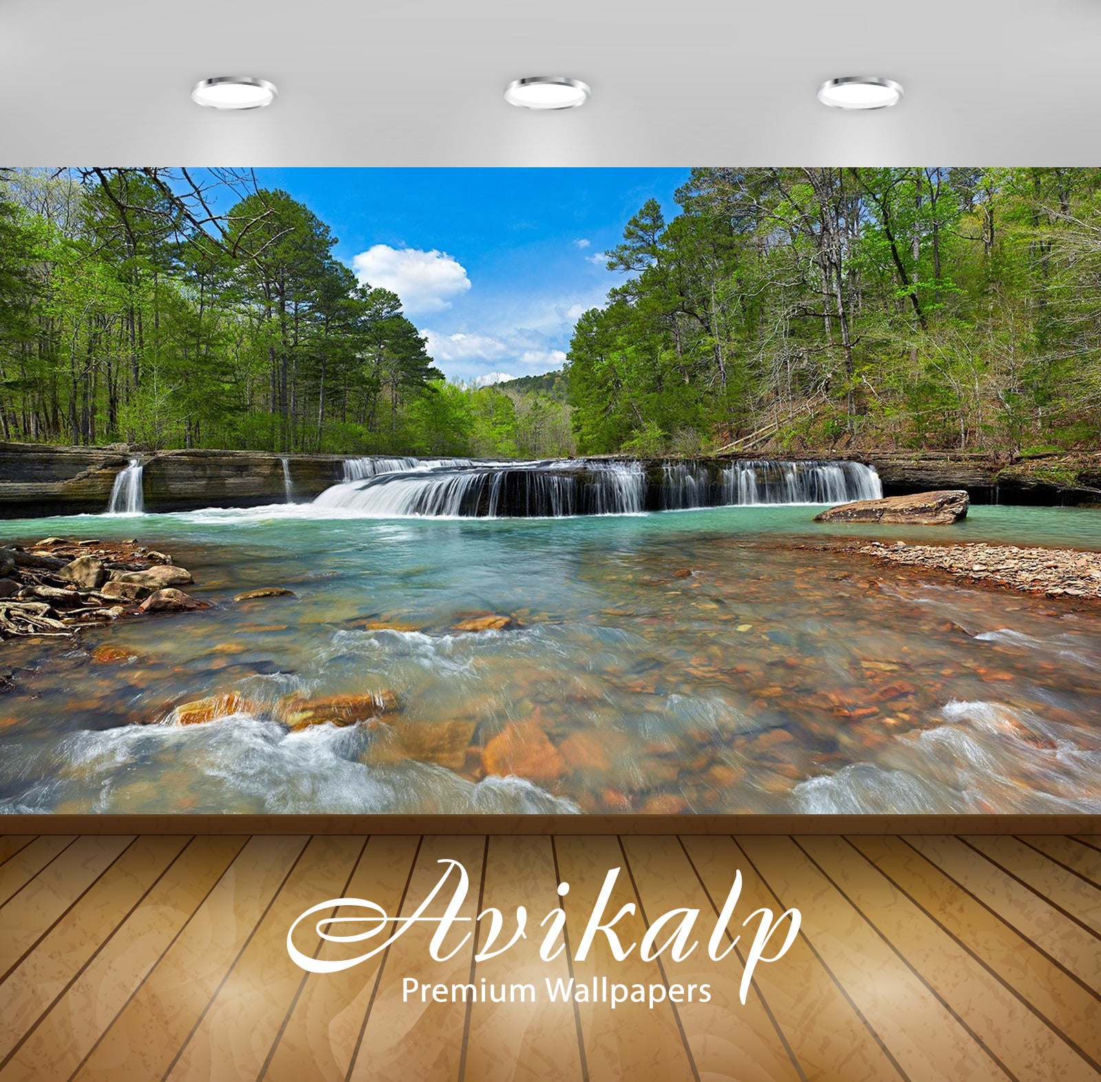 Avikalp Exclusive Awi2709 Haw Creek Falls In The Arkansas Ozarks Spring Landscape Waterfall Full HD
