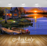 Avikalp Exclusive Awi2726 House Lake Sunset Full HD Wallpapers for Living room, Hall, Kids Room, Kit