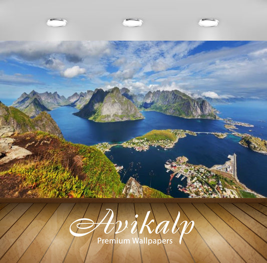 Avikalp Exclusive Awi2775 Landscape From Lofoten Islands Norway Beautiful Rocky Mountains Sea Bay Bl