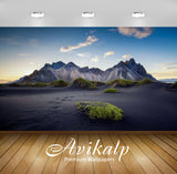 Avikalp Exclusive Awi2783 Landscapes Of Iceland Black Sand Beach Rocky Mountain Peaks Blue Sky Full