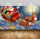Avikalp Exclusive Awi2855 New Year Children Santa Claus And Deers Full HD Wallpapers for Living room