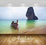 Avikalp Exclusive Awi2901 Phra Nang Beach Krabi Ocean With Turquoise Green Water Sandy Beach Boat Ro