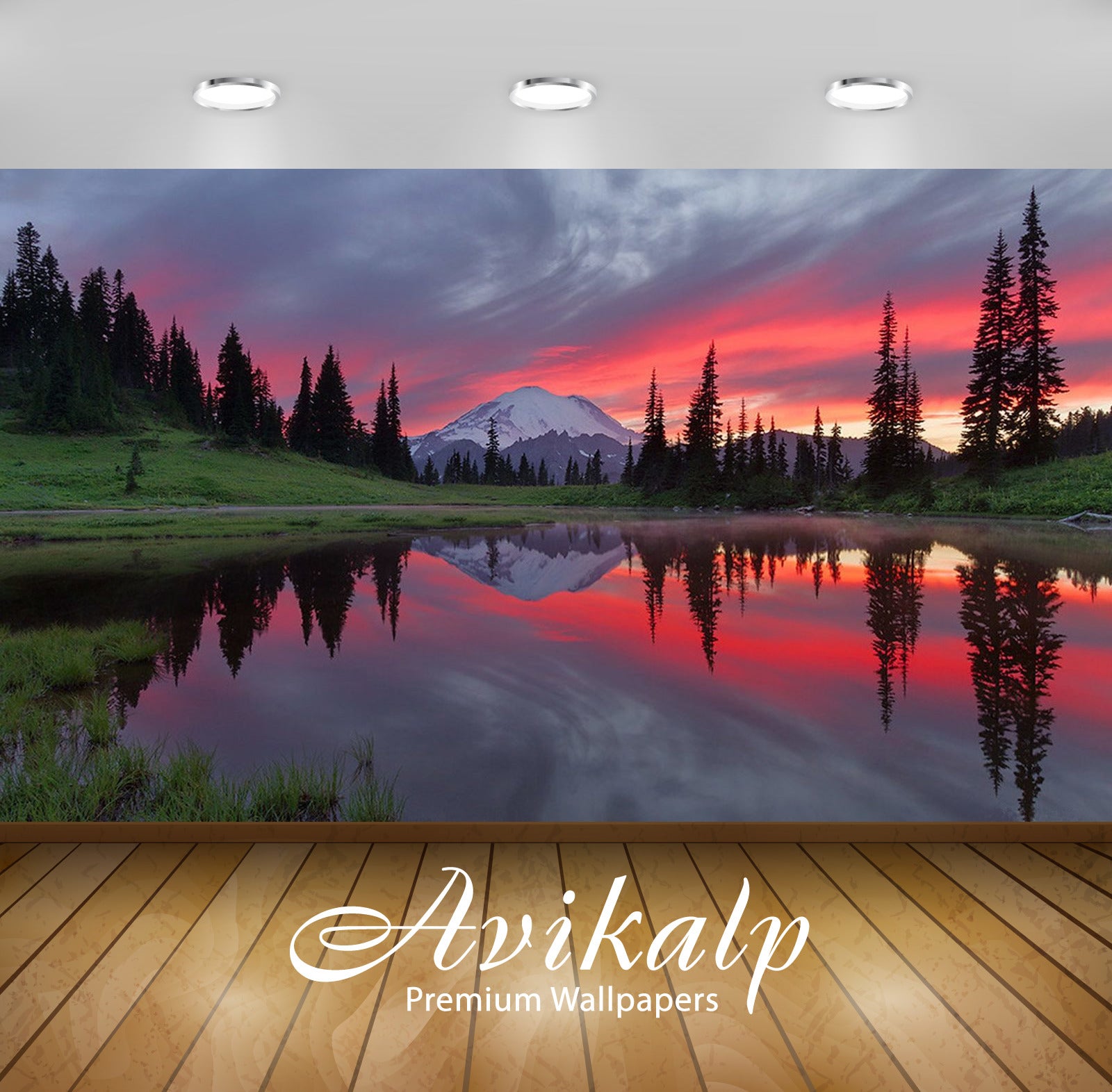 Avikalp Exclusive Awi2907 Pink Sunset Reflection Tipsoo Lake Mount Rainier Washington Usa Lanscape F