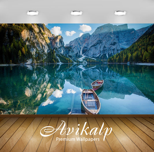 Avikalp Exclusive Awi2919 Pragser Wildsee Lago Di Braies Lake In Italy Lake Boats Rocky Mountains Bl