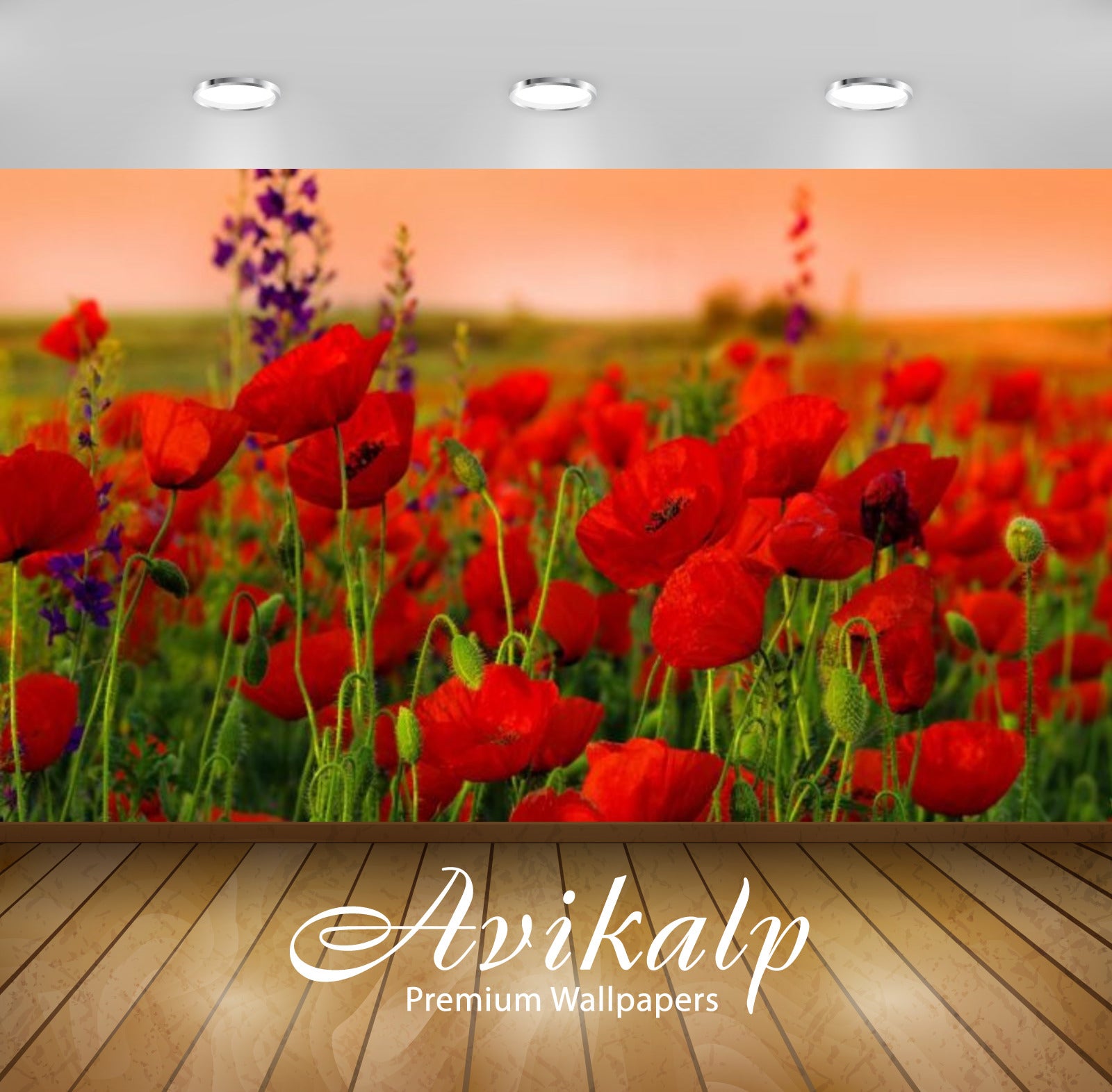 Avikalp Exclusive Awi2937 Red Flowers Full HD Wallpapers for Living room, Hall, Kids Room, Kitchen,