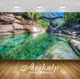 Avikalp Exclusive Awi2953 River Verzaska Switzerland Stone Bridge Turquoise Clear Water Rocks Full H