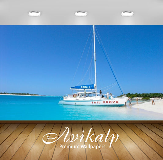 Avikalp Exclusive Awi2970 Sailboat Sea Beach Full HD Wallpapers for Living room, Hall, Kids Room, Ki