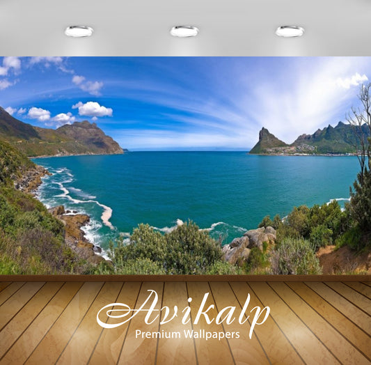 Avikalp Exclusive Awi2981 Sea Coast Blue Sea Waves Rocks Sky New Zealand Full HD Wallpapers for Livi