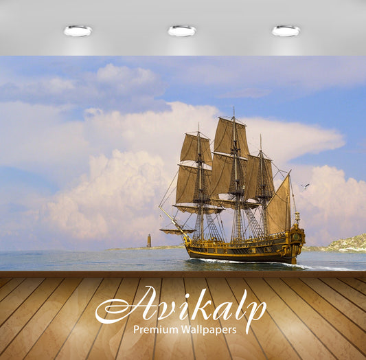 Avikalp Exclusive Awi3016 Ships Sail Sea Full HD Wallpapers for Living room, Hall, Kids Room, Kitche