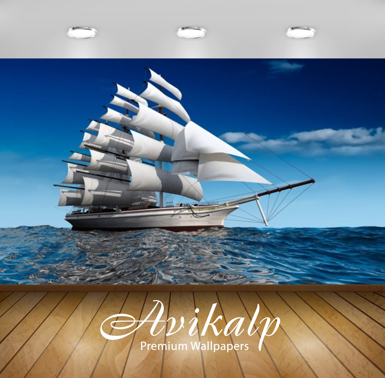 Avikalp Exclusive Awi3018 Ships Sailing Sea Full HD Wallpapers for Living room, Hall, Kids Room, Kit