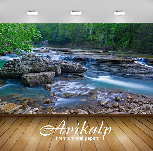 Avikalp Exclusive Awi3026 Six Finger Falls Trail Arkansas Waterfall Full HD Wallpapers for Living ro
