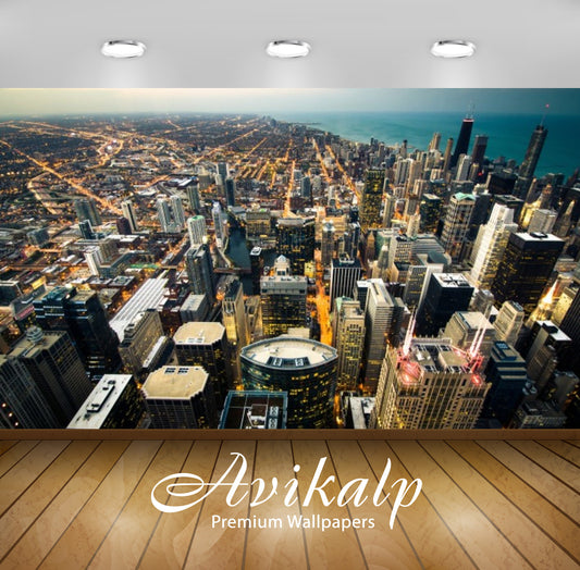 Avikalp Exclusive Awi3027 Skyscrapers Chicago Usa City Full HD Wallpapers for Living room, Hall, Kid