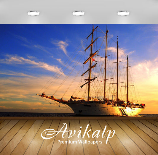 Avikalp Exclusive Awi3048 Star Clipper Evening Ship Full HD Wallpapers for Living room, Hall, Kids R