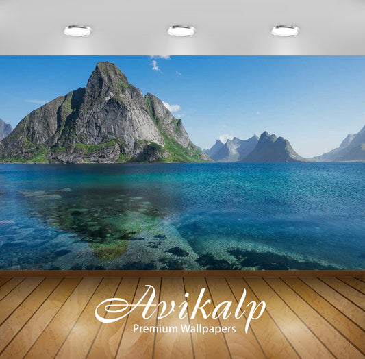 Avikalp Exclusive Awi3054 Stone Mountains In The Sea Norway Island Lofoten Nature Landscape Full HD