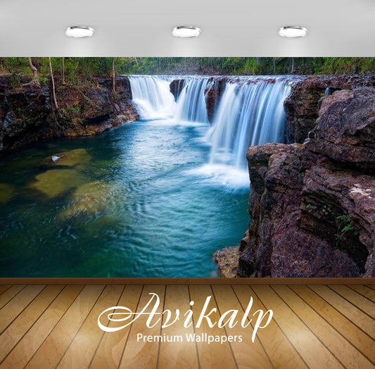 Avikalp Exclusive Awi3056 Stream Waterfall Full HD Wallpapers for Living room, Hall, Kids Room, Kitc