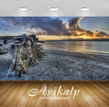 Avikalp Exclusive Awi3076 Sunset Dried Wood Lying Sandy Beach Edmonds Driftwood Sunset Edmonds Washi