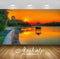 Avikalp Exclusive Awi3097 Sunset Orange Sky Lake Park Wooden Platform Summer Garden Forest With Gree