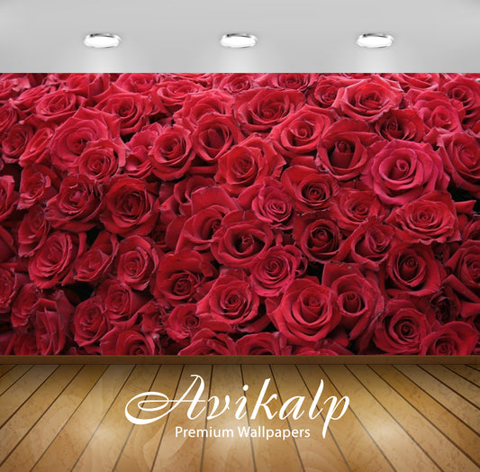 Avikalp Exclusive Awi3268 Red Roses Flowers Full HD Wallpapers for Living room, Hall, Kids Room, Kit