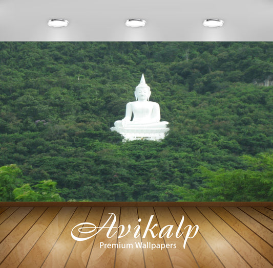 Avikalp Exclusive Awi3297 Meditating Lord Budhha Amidst Greenery Nature Full HD Wallpapers for Livin