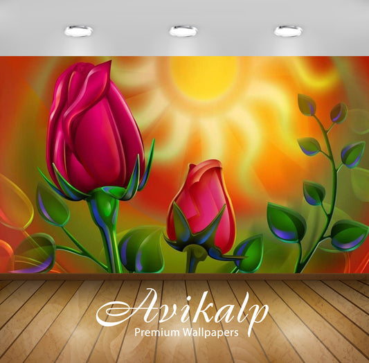Avikalp Exclusive Awi3324 Flowers Art Full HD Wallpapers for Living room, Hall, Kids Room, Kitchen,
