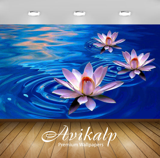 Avikalp Exclusive Awi3351 Lotus Flowers Full HD Wallpapers for Living room, Hall, Kids Room, Kitchen