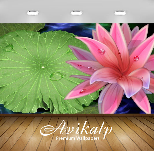 Avikalp Exclusive Awi3367 Lotus Flower Full HD Wallpapers for Living room, Hall, Kids Room, Kitchen,