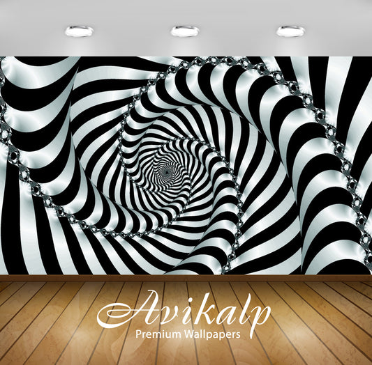Avikalp Exclusive Awi3508 Black And White Hypnotic Swirl Abstract Full HD Wallpapers for Living room