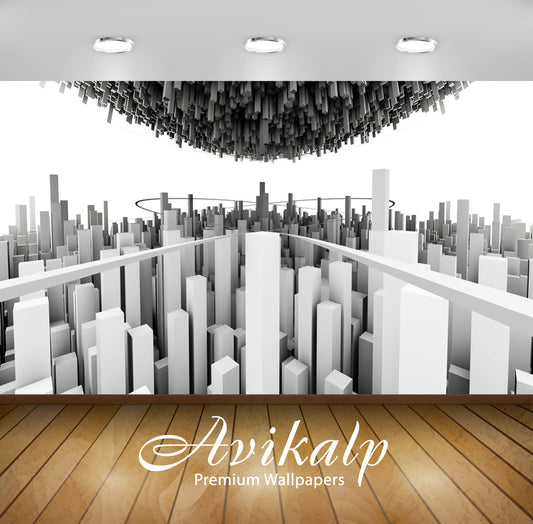 Avikalp Exclusive Awi3809 Minimalistic City Full HD Wallpapers for Living room, Hall, Kids Room, Kit